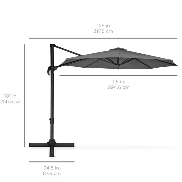 Arlmont & Co. Luciano 10Ft 360 Degree Rotating Cantilever Offset Patio